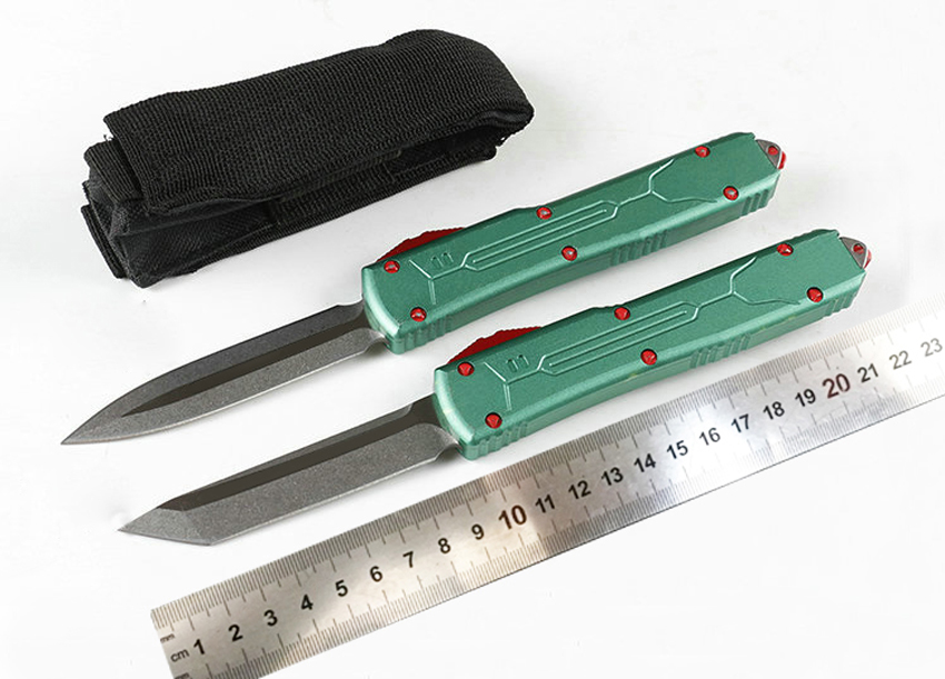 

High quality MICRO -TECH Bounty Hunter Automatic knife Elmax(Satin) Blade Survival gear Aviation aluminum Tactical Combat Outdoor Defense Po