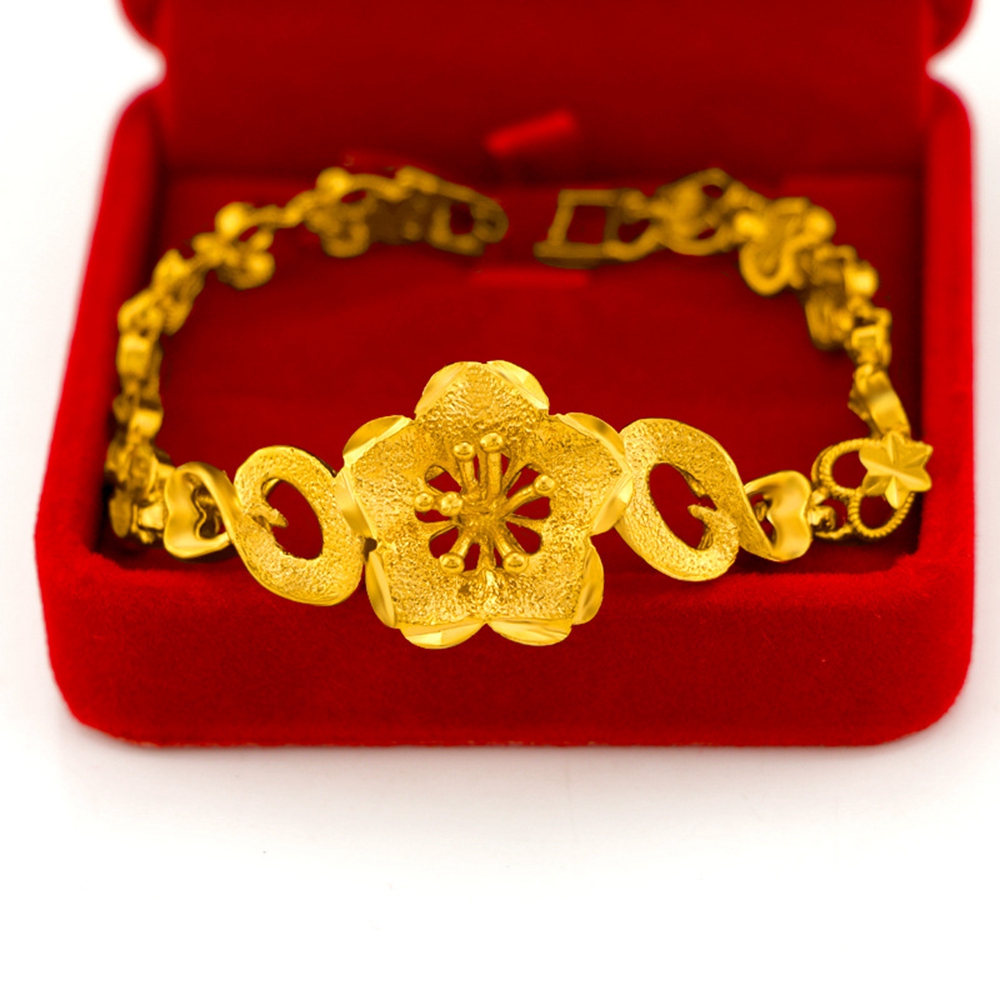 Charm Wrist Chain 18k Yellow Gold Filled Womens Bracelet Fashion Flower Pattern Chain Bracelet Gift Beautiful Jewelry Accessories-image-495561117