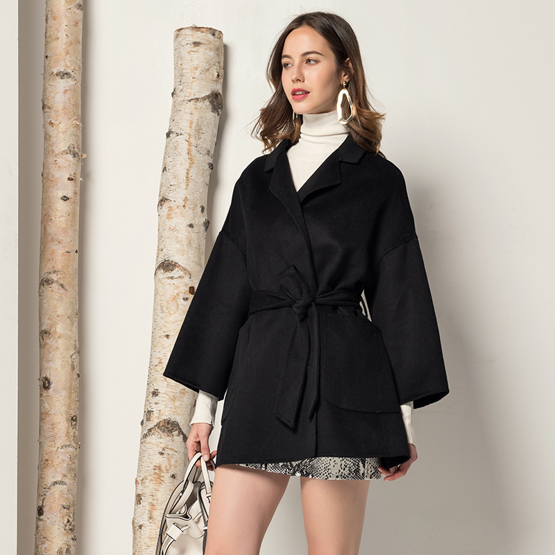 

Real Fur Coat Women Korean Elegant Warm Woolen Coat 100% Wool Women Jacket Abrigos Mujer Invierno 2020 F9021 YY1031, Black