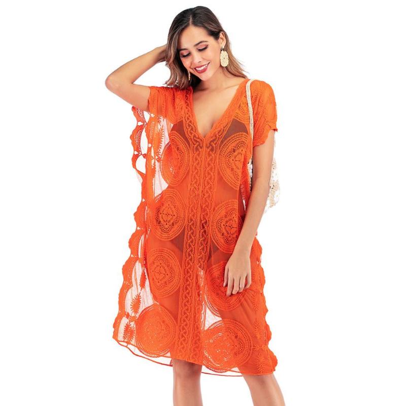 

2020 Holiday Wear Embroidered Circle Net Beach Dress 4 Colors