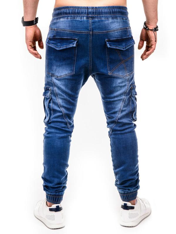 

2020 Spring Autumn Men's Hip Hop Wash Casual Sports Pants Beam Feet Jeans Men's Hip Hop Jeans Dark Blue, Black