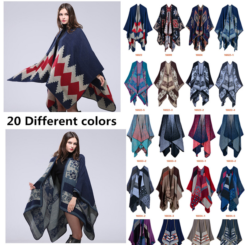 

20 Styles Fashion Thicken Scarves Cashmere Feel Ponchos Pashmina Women Winter Capes designer Oversized Thick Warm Knit Shawl Blanket Scarf