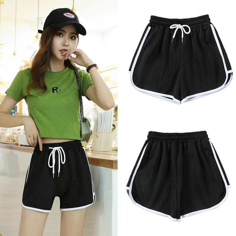 

Casual Loose Fitness Sport Shorts Women Summer High Waist Elastic Workout Short Pants Fashion Sexy Cute Beach Sweat Mini Shorts, Black
