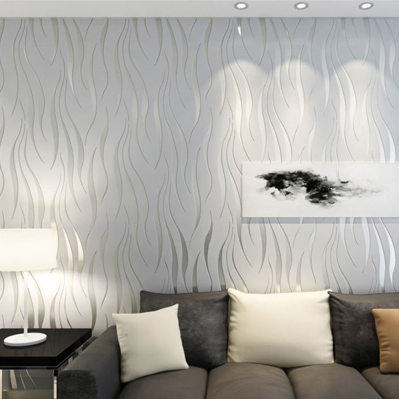 

Modern Stripes Geometric 3D Wallpaper Roll For Bedroom Living Room Home Decor Relief Grey Stripe WallPaper TV Sofa Background, Creamy-white