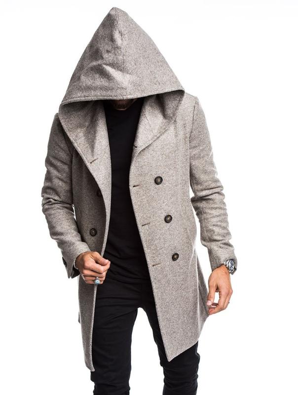 

Men's Long Cotton Coat Wool Blends Jacket Formal Casual Business Overall Men Trench Coats, Camel