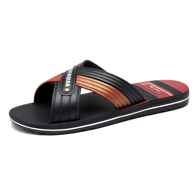 

Men's Fashion Home Slippers Summer New Indoor EVA Slides Crossing Striped Light Non-slip Bathroom Slippers
