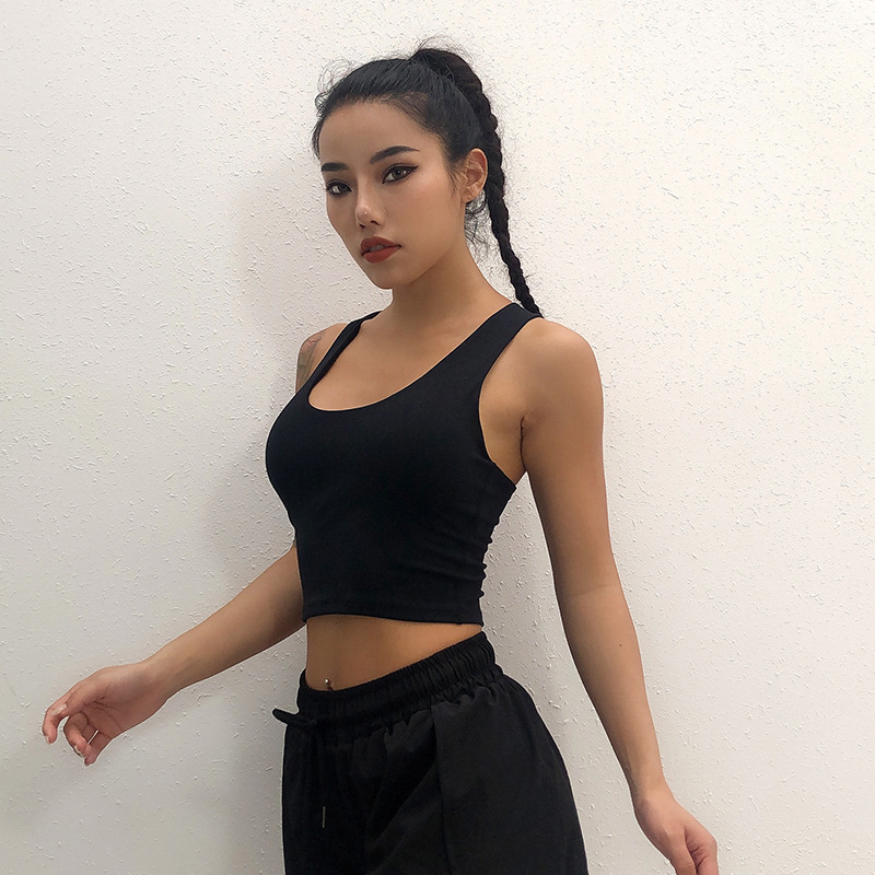 

2020 New Style Sexy U-Back Underwear -resistant Sports Underwear Vest Non-Steel Ring Bra /30, Black and white with pattern