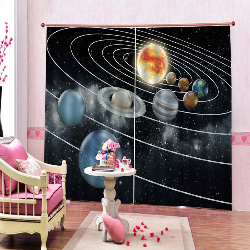 

Space planet Window Blackout 3D Curtains set For Bed room Living room Office Hotel Home Wall Decorative Drape tapestry, As pic