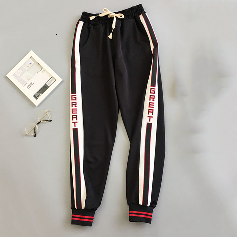 

Ladies Pants Women Trousers Bf Style Red Autumn Loose Letter Polyester Pockets Thin Cool Girl Fashion Hip Hop
