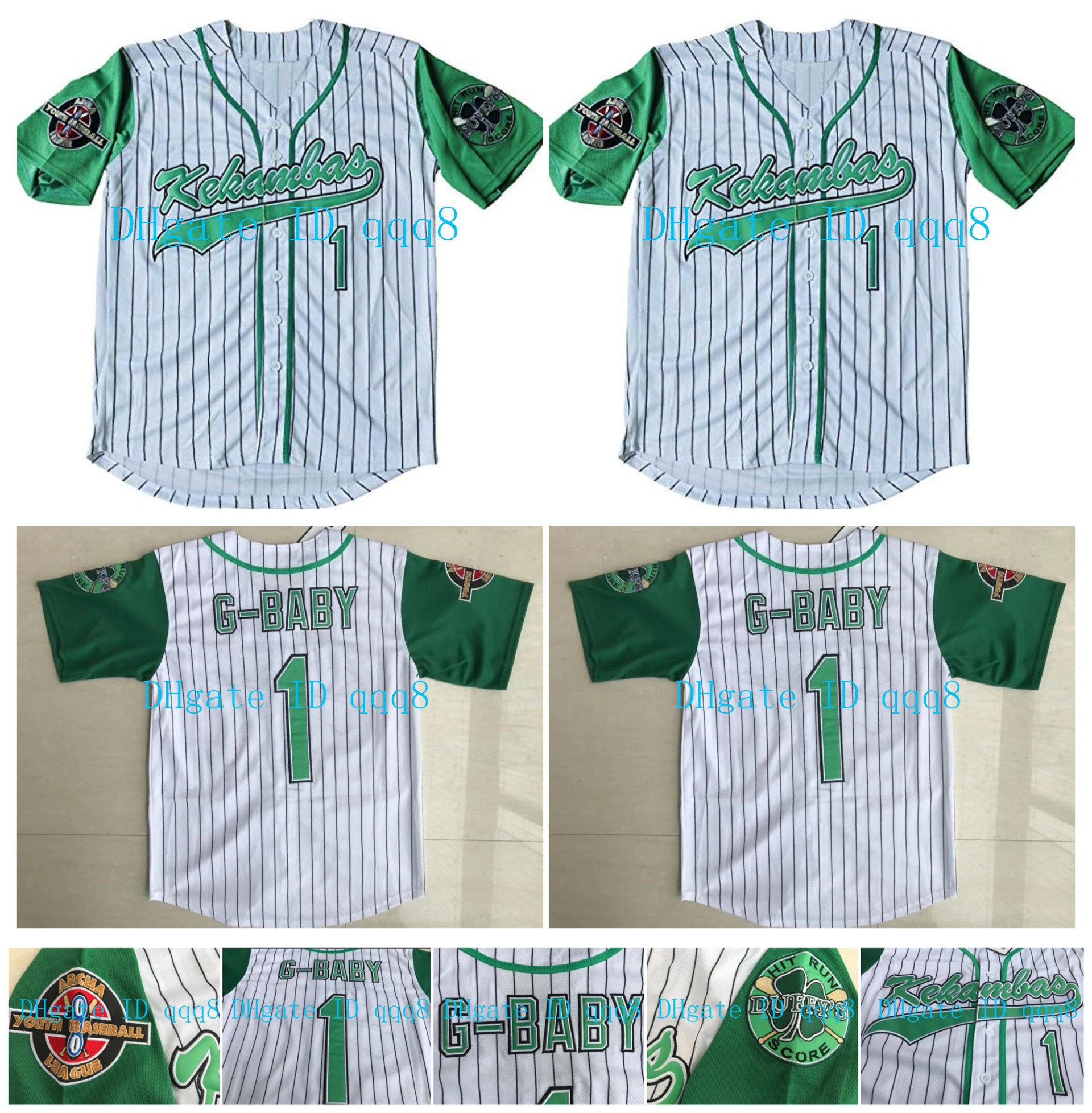 

Top Quality ! Movie Hardball #1 Jarius G-Baby Evans white DeWayne Warren Stitched Kekambas Film Baseball Jerseys