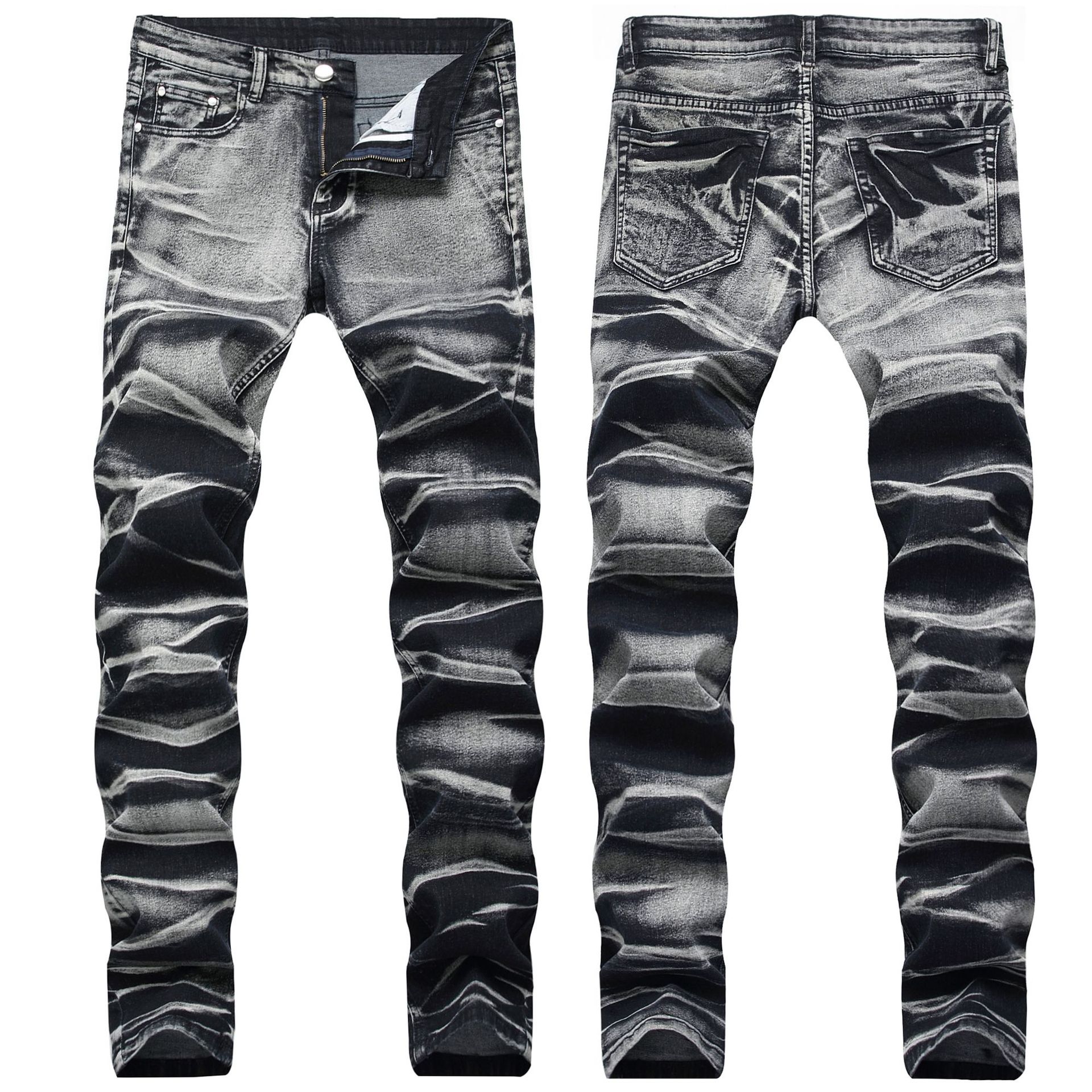 

Men's Jeans Mens High Street Fashion Casual Style Men Streetwear Stretch Straight Blue Jean Pants Asian Size, Gray