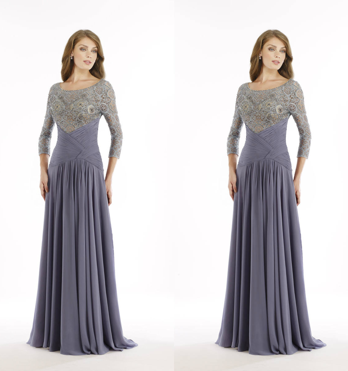 

Chic Plus Size Lace Mother Of The Bride Dresses Sleeves A-Line Empire Waist Mother Of Groom Dress Floor-Length Chiffon Evening Gowns