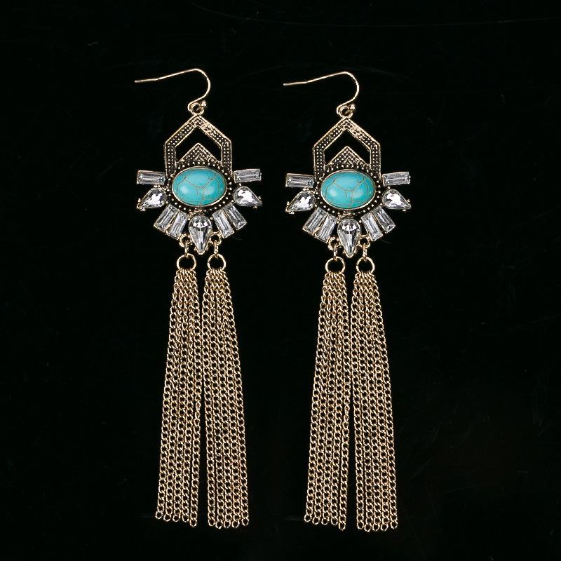 

Exaggeration Diamond Tassels Eardrop Earrings Exaggeration Long Fund Aestheticism Personality Ear Nail