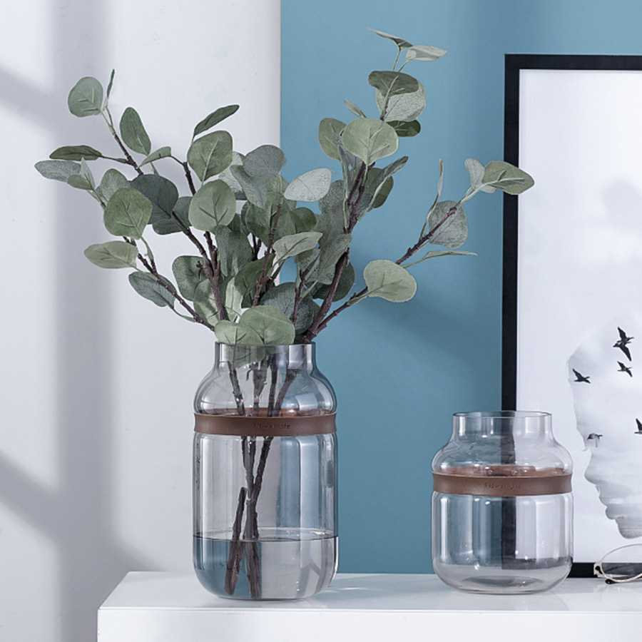 

artificial eucalyptus leaves silk plastic fake tree branches christmas wedding home party diy decoration accessories foliage, Red