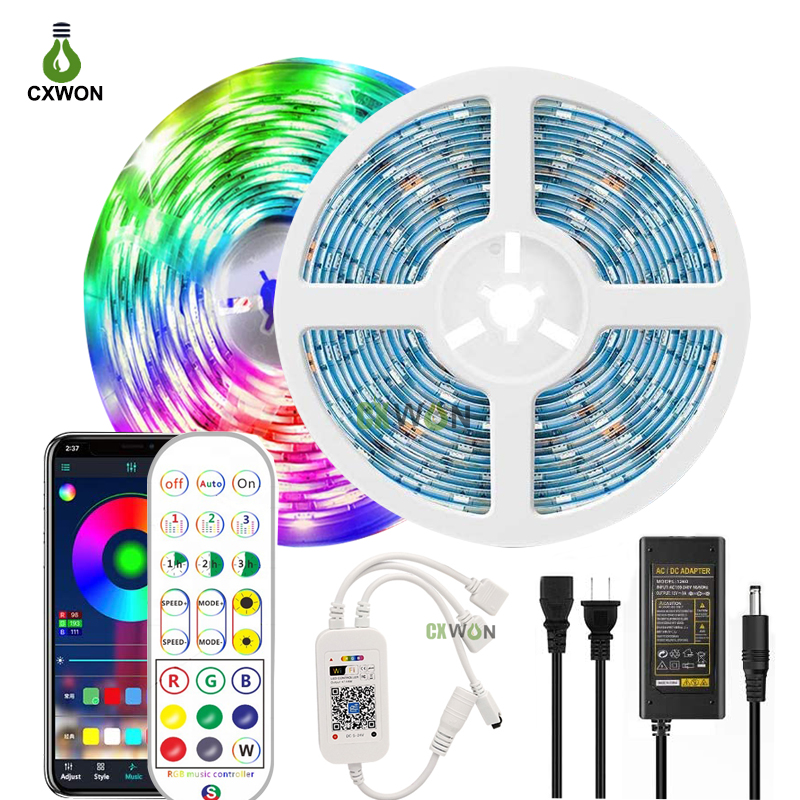

Smart led lights strip Wifi App Controlled SMD5050 RGB Rope Light with WIFI Music Sync 24keys Controller and Adapter