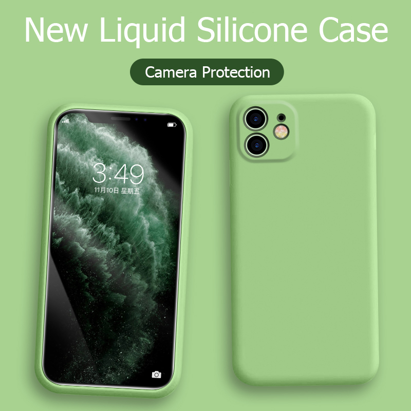 

For iphonePhone 11 Case Liquid Silicone Matte Soft Cover For Apple iPhone 11 Pro Max SE Flexible Shockproof Phone Case Midnight Green