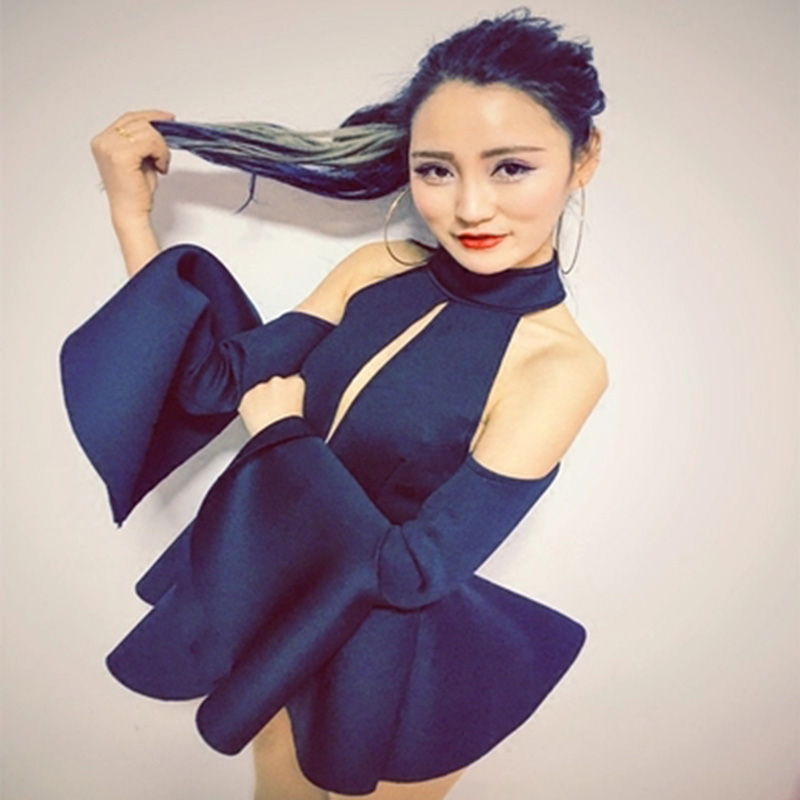 

2020 New Sexy Female Singer Hollow Out Dance Costume Nightclub Bar Dj Ds Jazz Performance Dance Wear Backless Set Singer Outfit, Black