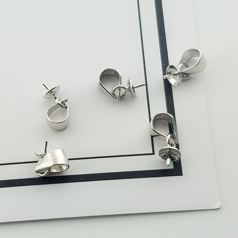 S925 sterling silver pearl pendant accessories simple sweet DIY hollow pearl cap mount for jewelry diy PS8A005-image-497529704