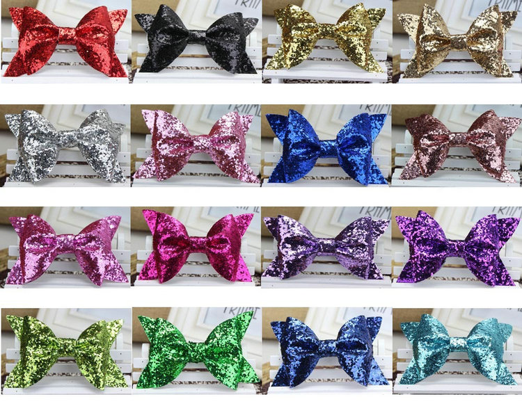 50PCS 5CM Fashion Shiny Sequin Bows For Girls Hair Accessories Appliques Hair