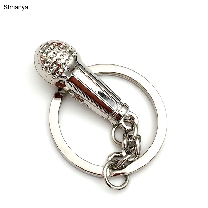 

New Best Gift Metal Keychain Microphone Pendant Car Key Holder Fashion Key Chain Mini Lovely Bag Charm Accessories