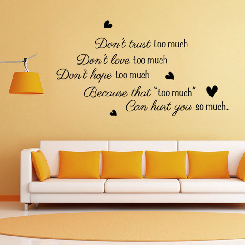 

don't trust too Much Quotes Wall Stickers, Living Room Bedroom Sofa Creative Sticker PVC Home Art Decal Removable Wallpaper