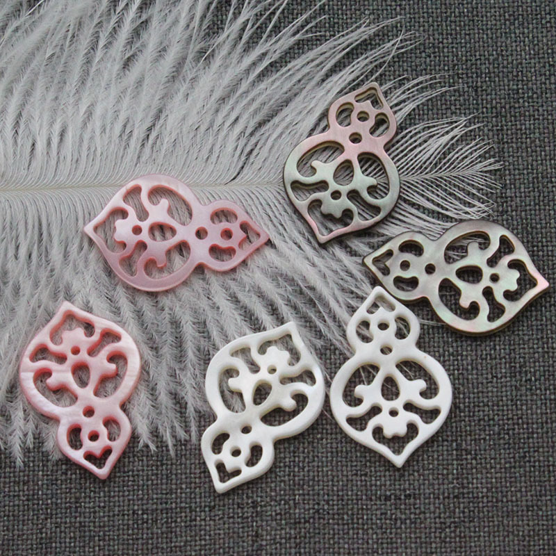 

5pcs Natural Shell 16*25mm Popular Hollow Gourd Flower Pendant Connector Jewelry Making DIY Necklace Earring Hairpin Accessories