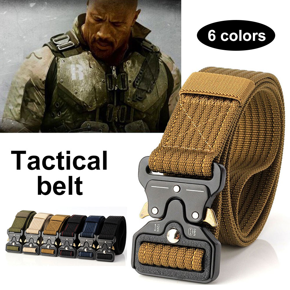 

Tactical Belt Waist Straps Hunt Outdoor Zinc Alloy Buckle Enhanced Edition Casual Safety Durability Combat Webbing Equipment, Yellow