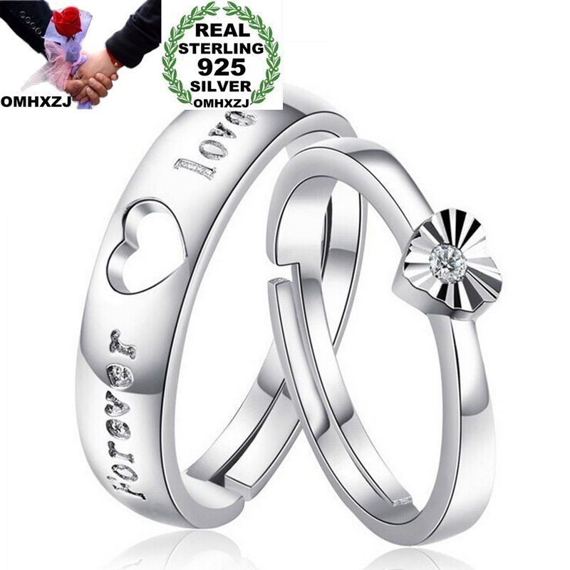 

OMHXZJ Wholesale Personality Fashion OL Woman Girl Party Wedding Gift Lovers Heart Zircon 925 Sterling Silver Ring RN139