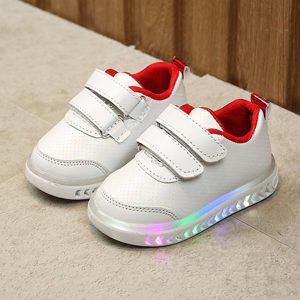 

Infant Toddler Baby Girls Boys Light LED Luminous Sport Running Shoes Sneakers Lovely Charming Soft Hook&loop baby shoes, Black