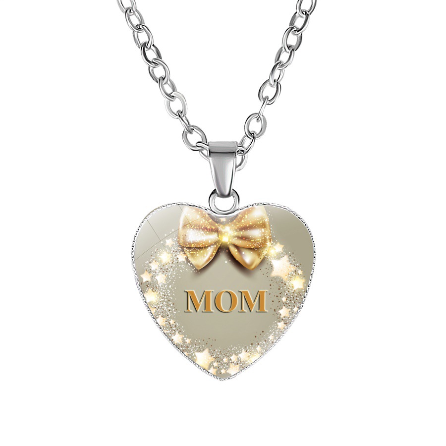 

New Love You MOM Necklace Glass Heart Shape Necklace Pendants Best Mom Ever Fashion Jewelry Mother Gift drop ship