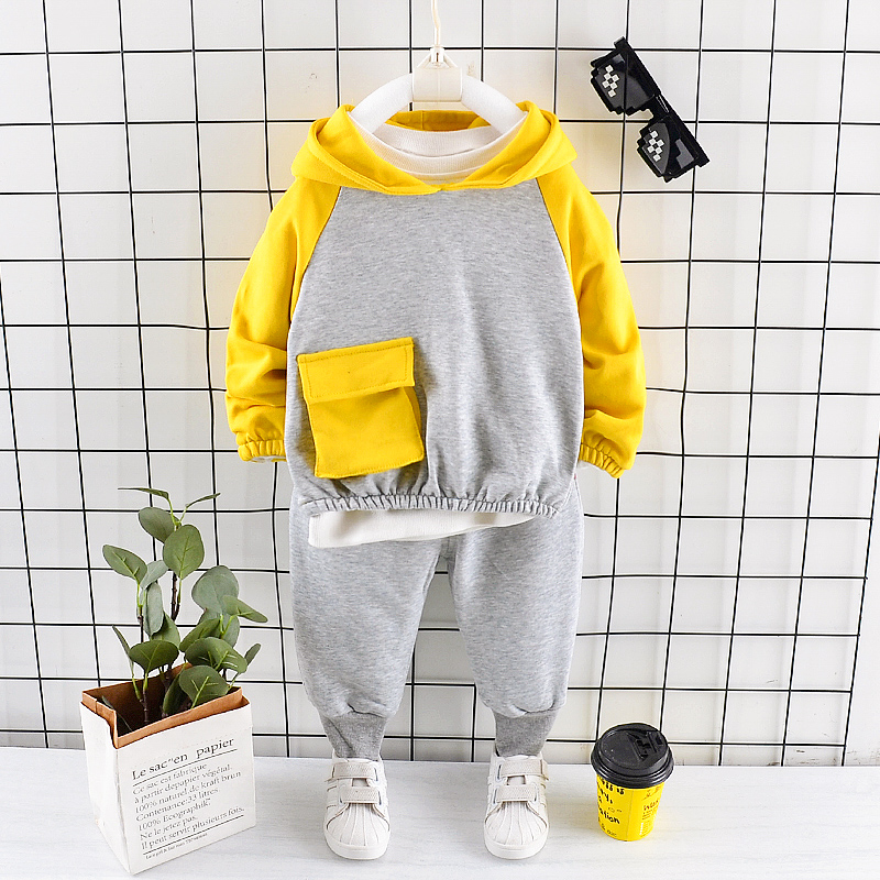 

Spring Autumn Children Clothes Baby Boys Girls Hooded Jacket Pants 2Pcs/sets Kids Infant Clothing Toddler Sportswear 0-4 YEARS, Yellow