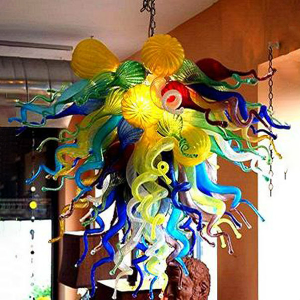 

Chandelier Lights Blown Glass Art Pendant Light LED 110-240v 24 Inches Multi Colored Glass Chandelier Lighting for Bedroom Art Deco
