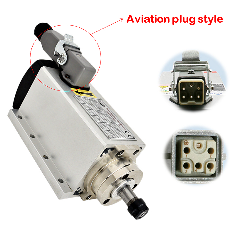 

800W 1500W CNC Square Spindle Motor Air Cooled Motor with Plug/Cable Box Version For DIY cnc router machine tool