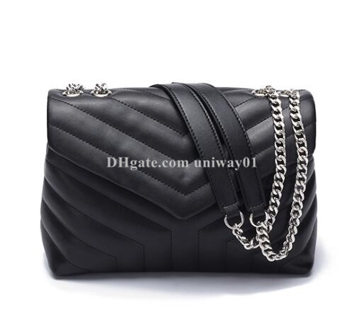 

Genuine leather Fashion woman women messenger bag cross body brand designer purse handbag, Black-silver