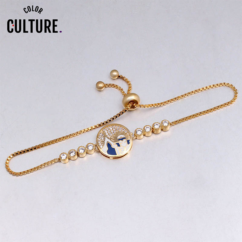 

Link, Chain Drop Design Statue Of Liberty Zircon Bracelet For Women Adjustable Friends Christmas Gift Enamel