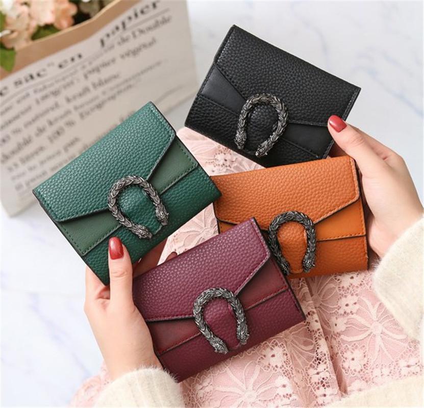 6 colors Wallets Small Wallet Female Short Retro Fold Change Wallet Red Black Green Brown Pure Color Mini Womens Bags Factory Price