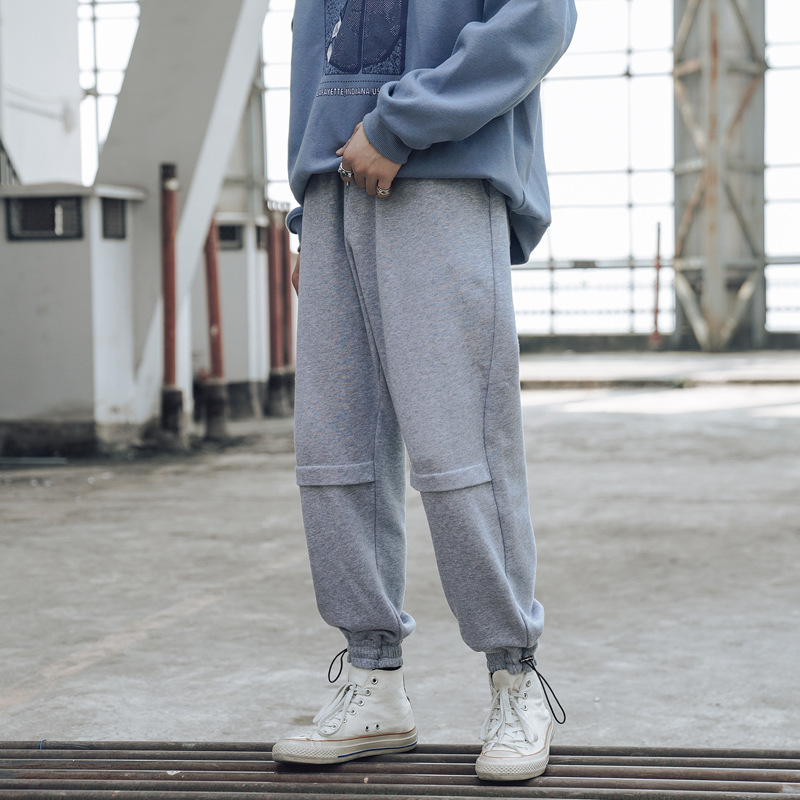 

Januarysnow Legged Overalls Men's Winter New Korean Plush and Thickened Wei Pants Casual Pants Men's Trend Sports Pants, Black