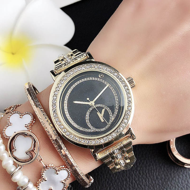 

Fashion Brand Watch women Girl Big letters crystal style Metal steel band Quartz Wrist Watches M88, Slivery;brown