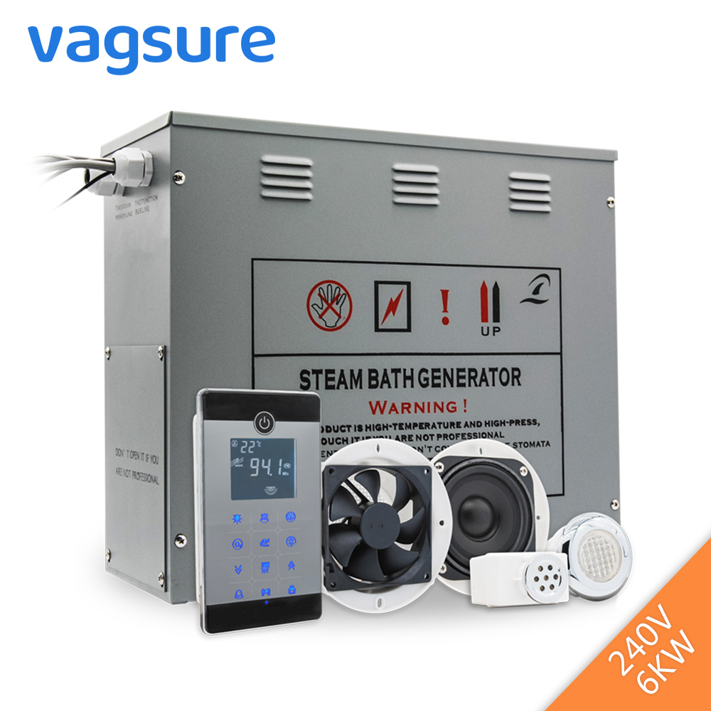 Hot Sale AC 220V 6KW temperature sensor steam sauna generator with LCD touch bluetooth steam controller-image-399657069
