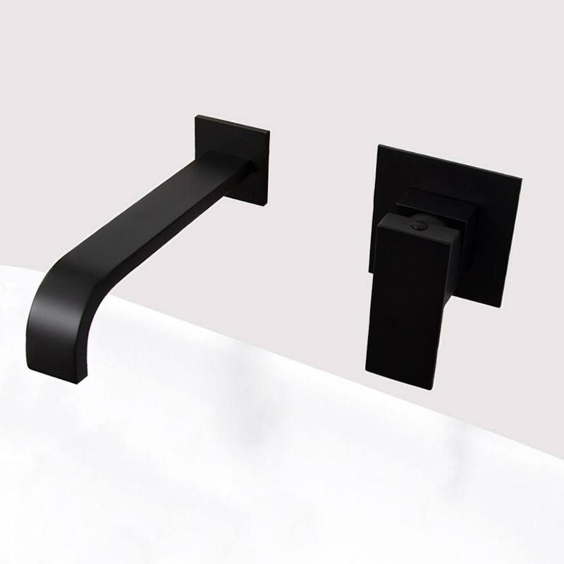 

Chrome & Matt Black Brass Wall Mounted Basin Water Mixer Bathroom Quality Brass Single Handle Faucet Black Hot and Cold Tapware