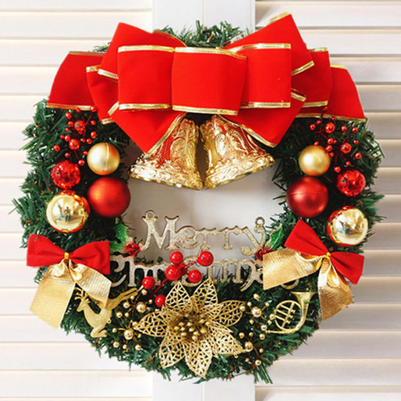 

30cm Beautiful Elegant Hanging Christmas Wreath Garland Handcrafted Pine Wreath Door Wall Window Decoration Xmas Ornaments