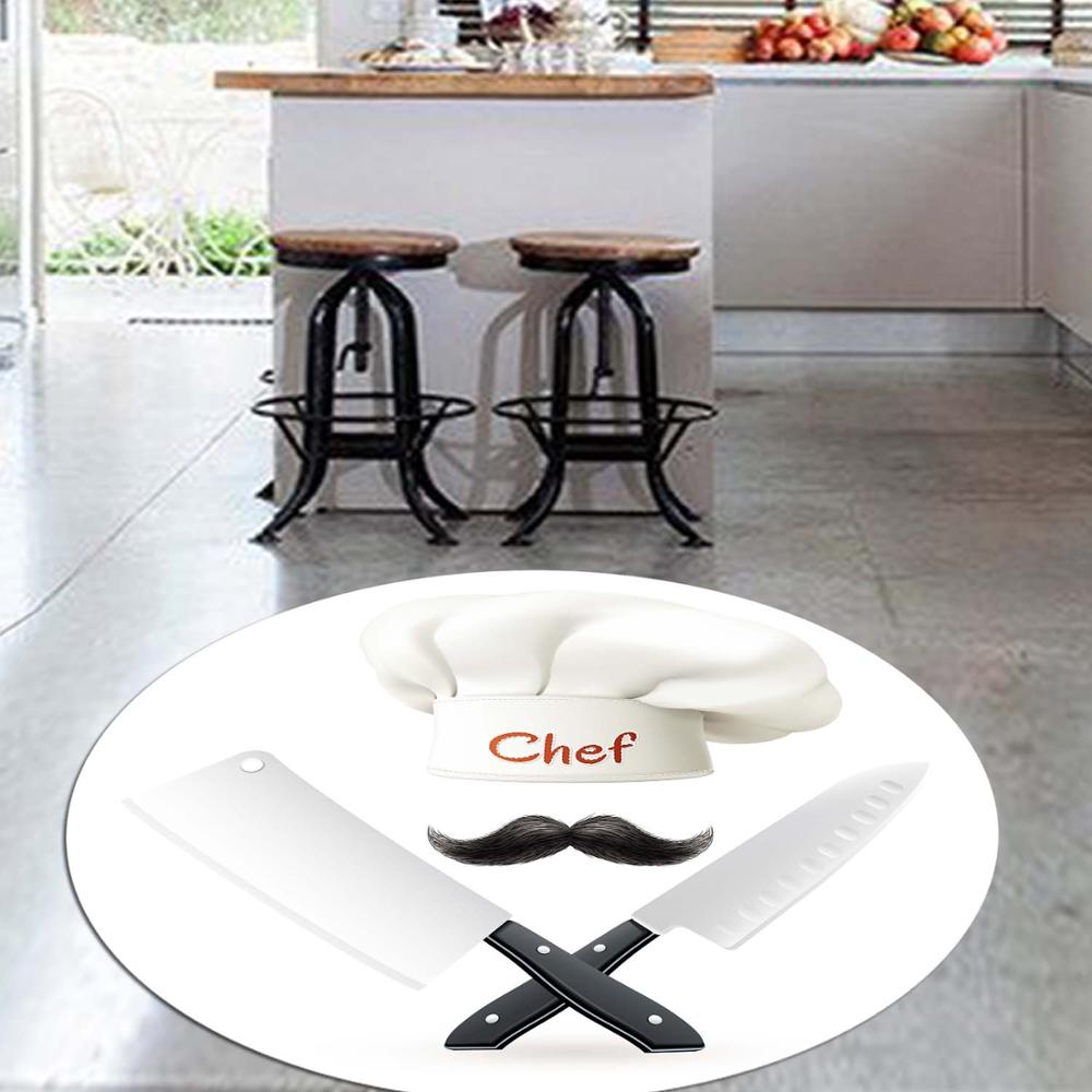 

Else Black White Chef Knives 3d Pattern Print Anti Slip Back Round Kitchen Carpets Area Rug For Living Rooms, As pic