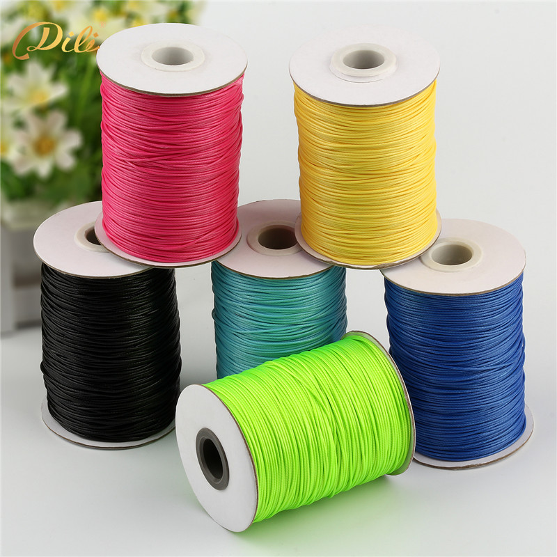 

5 Rolls Waxed Thread 150 Meters/roll Polyester Cord String Strap Wholesale Necklace Rope 1mm diameter, Black