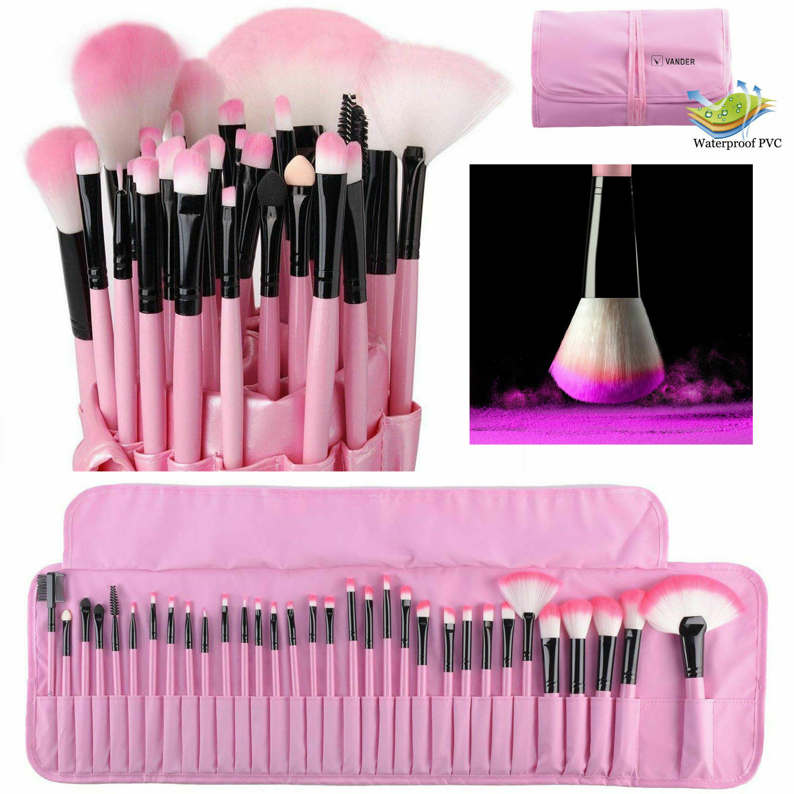 

Fashion 32Pcs Makeup Brushes Set Pink Beauty Stylish Cosmetics Eyebrow Shadow Powder Pincel Make Up Maquiagem Tools + Pouch Bag