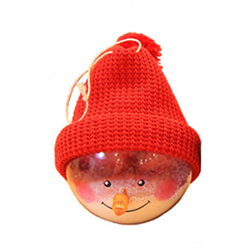 

Christmas Snowman Ball Plastic Clear Snowman Doll Round Ball With Red Hat Christmas Tree Pendant Ornament Red