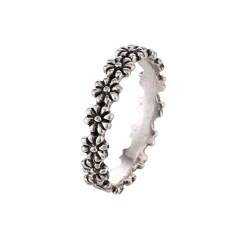 

2 pieces fashion jewelry sterling silver for women a lovely little daisy flower crystal ring US size 6-12