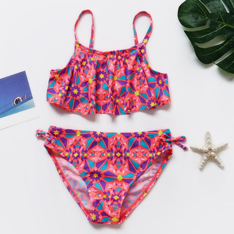 

For 5~12Y Girls Swimsuit 2020 New Girls swimwear Two-Pieces Bikini Sets Ruffle style Children Swimwear Bathing suit-ST191
