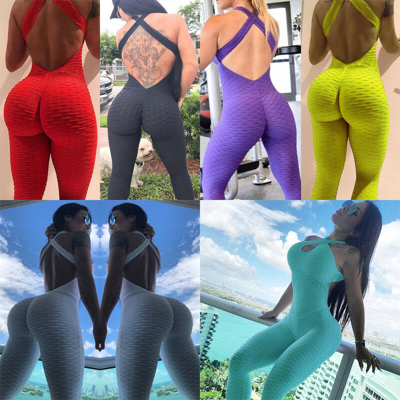 New Women Ladies Fashion Casual Summer Jumpsuit Athletic Sports Workout Gym Fitness Solid Sleeveless Jumpsuit-image-520171315