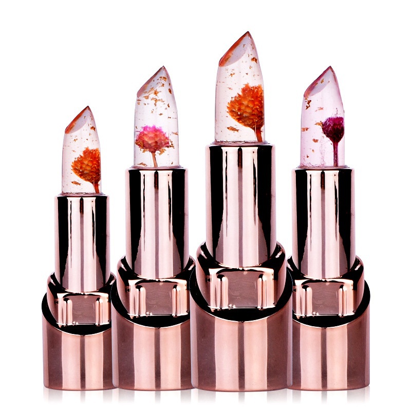 

Heng Fang Gold Foil Flower Jelly Lipstick Temperature Color Changing Mood Lipsticks with Mirror Lasting Moisturizing Lips Makeup, 3 colors for choosing
