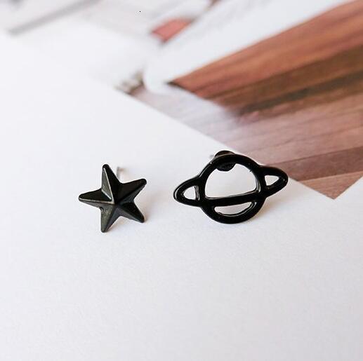 

Wholesale New Black Jewelry Earrings / Saturn Hollow Stud Studs For Women Set Lovely Retro Space Perforated Fashion, Golden;silver